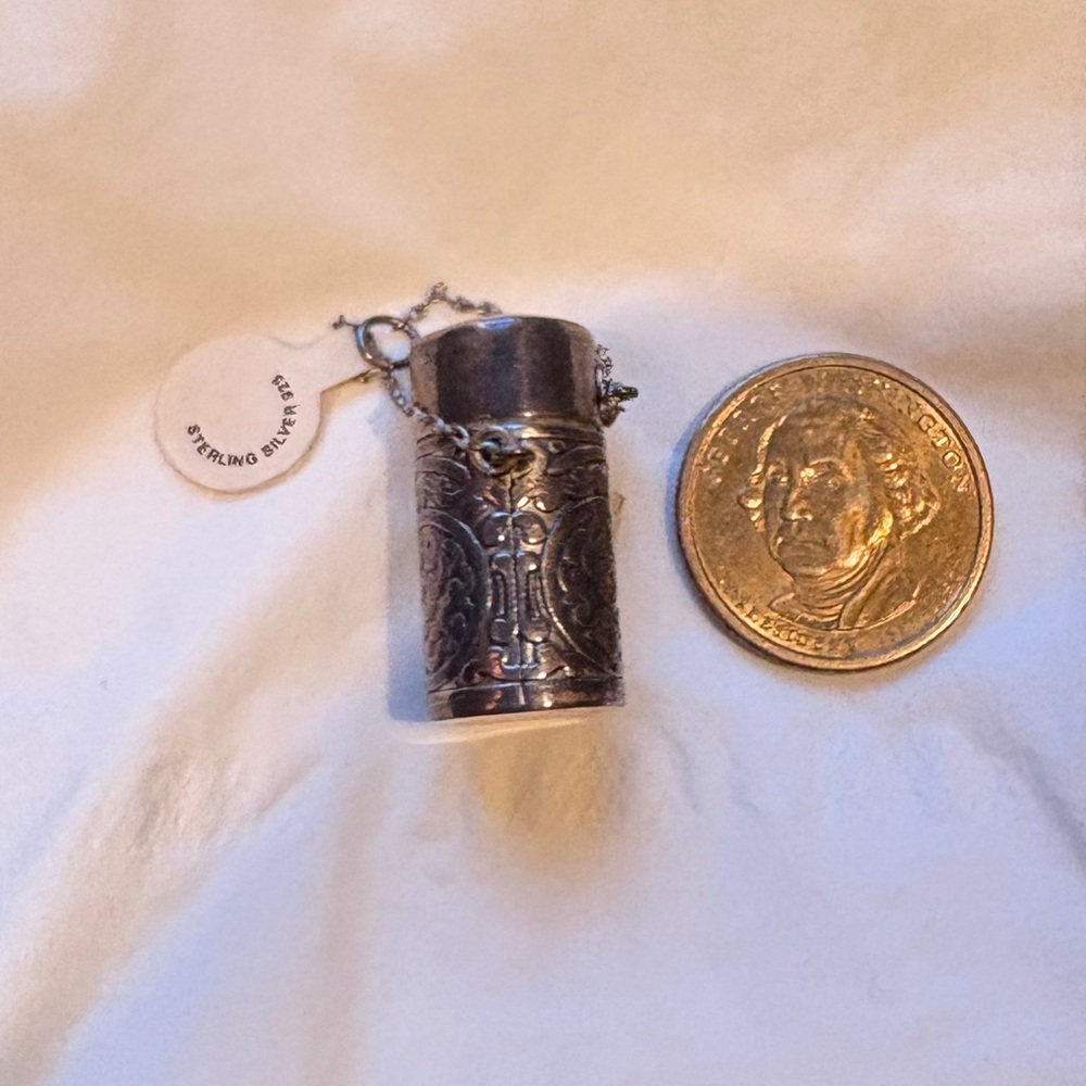 Sterling Silver Engraved Antique Pill Case